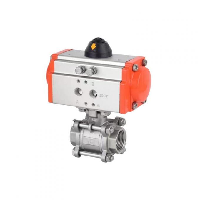 CF8m Female Thread 1′′ 3PC Full Port Stainless Steel Pneumatic Ball Valve