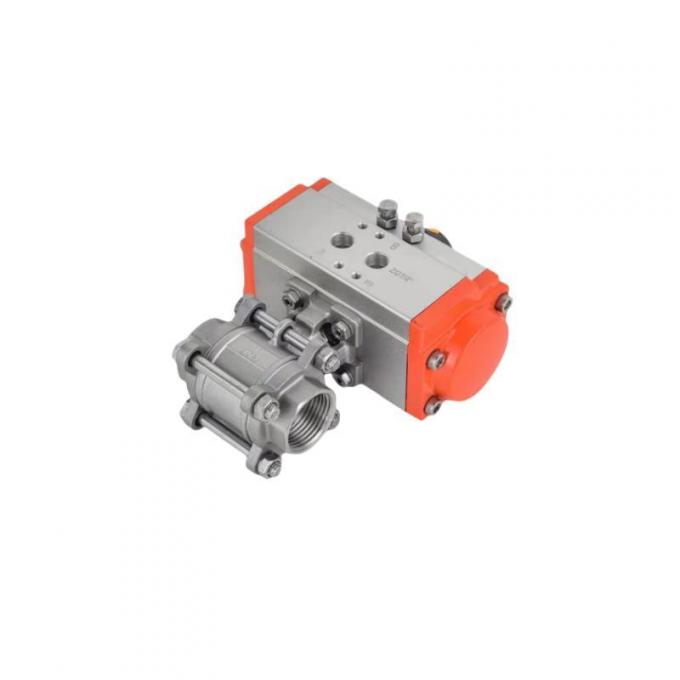 CF8m Female Thread 1′′ 3PC Full Port Stainless Steel Pneumatic Ball Valve