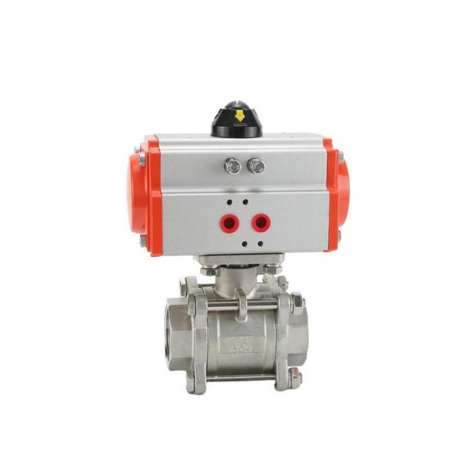 CF8m Female Thread 1′′ 3PC Full Port Stainless Steel Pneumatic Ball Valve